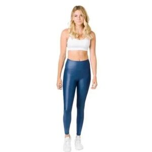 Zyia Active Light n Tight Hi-Rise 7/8 24" Leggings Blue Metallic